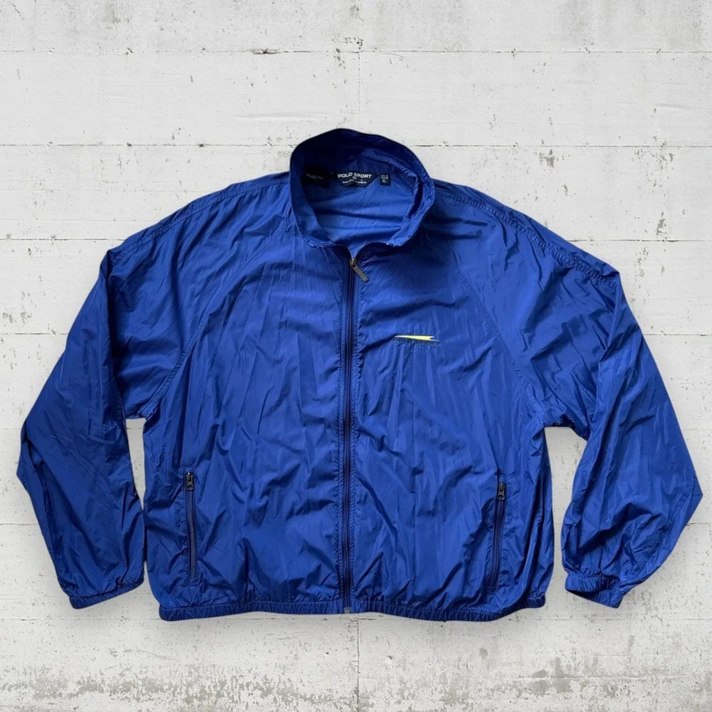 Vintage 90s Polo Sport Ralph Lauren Jacket Men's XL Blue‎ Full Zip Embroidered